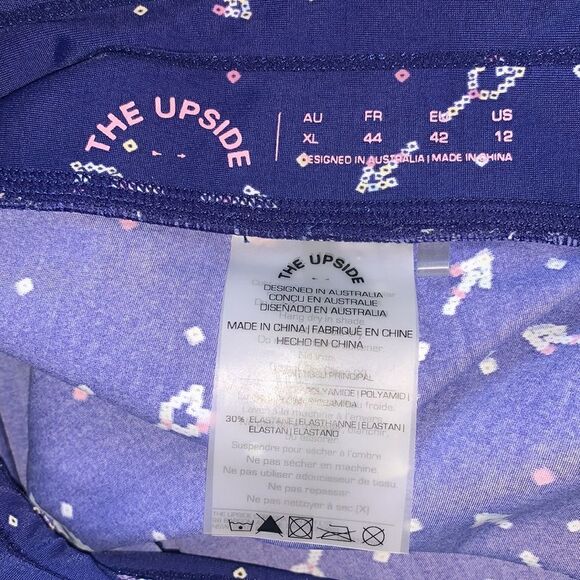 EUC WOMEN’S SIZE 12 THE UPSIDE ANTHROPOLOGIE BLUE ARROW DRAWSTRING LEGGINGS - Picture 3 of 5